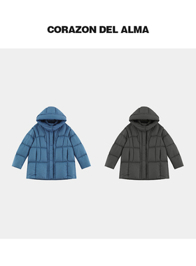 【达瑞】亲肤软糯泡芙感立体绗缝白鸭绒加厚抽绳中长款羽绒服-A21