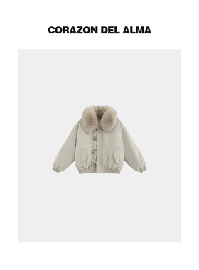 【晏华】高奢超大狐狸毛领+三星90鹅绒复古廓形派克羽绒服-FW1382