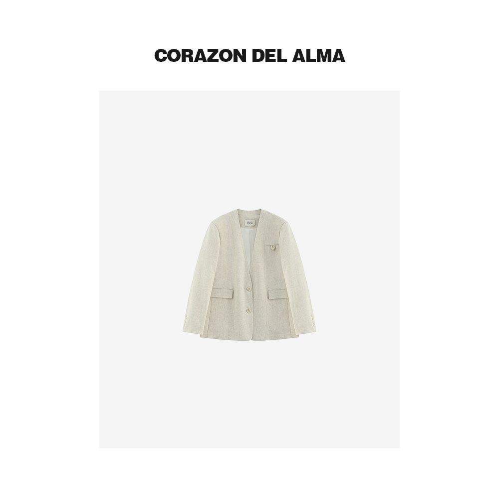 竹节亚麻老钱风廓形西装