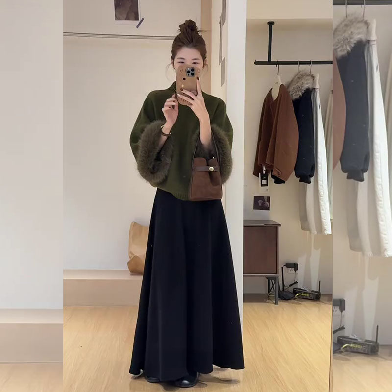 慵懒风毛绒绿色针织上衣女2026春季高级感半高领毛衣半身裙一整套,女装/女士精品,大码套装,淘宝优惠券,粉丝福利购,淘宝优惠卷