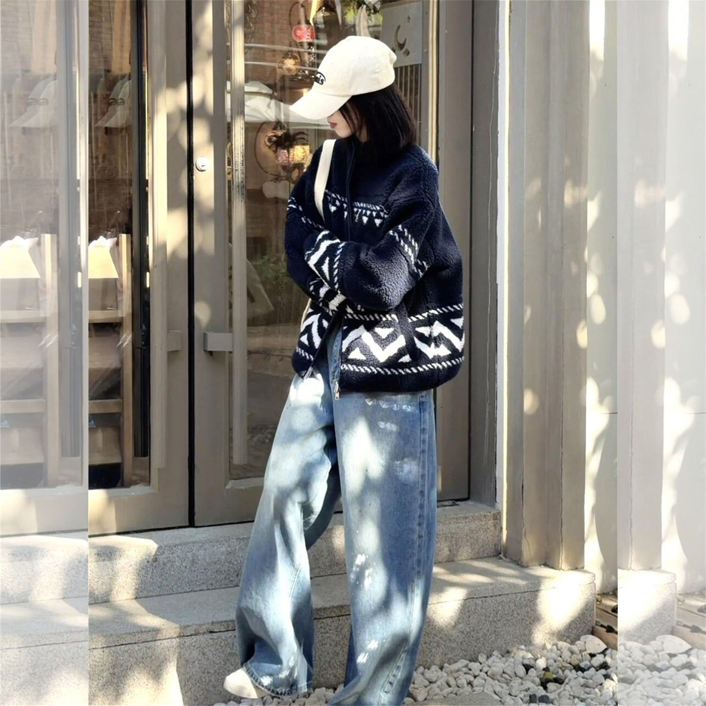 2025冬季费尔岛羊羔毛外套阔腿裤套装女宽松高级感穿搭韩系一整套,女装/女士精品,大码套装,淘宝优惠券,粉丝福利购,淘宝优惠卷