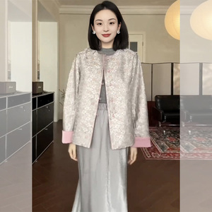 2024新款新中式唐装女装中国风外套女春秋年轻款高端宋锦盘扣上衣