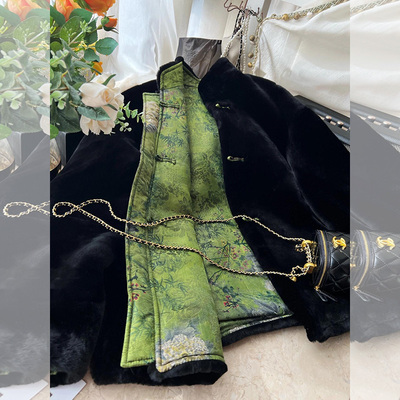 黑色双面穿羊羔毛棉服外套女