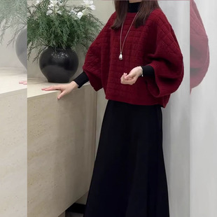 好看针织衫 穿搭圣诞氛围感时尚 松弛感红色高级毛衣女韩式 2025冬季