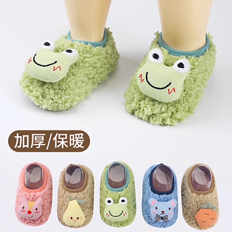 宝宝地板鞋秋冬季加绒加厚室内婴儿学步鞋新生儿童保暖鞋袜n
