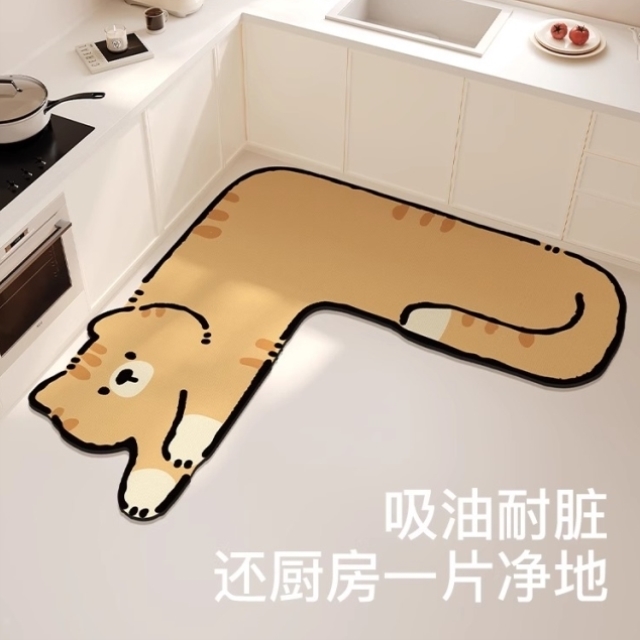 卡通可爱厨房L型专用地垫家用耐脏防滑防油免洗地毯吸水速干脚垫