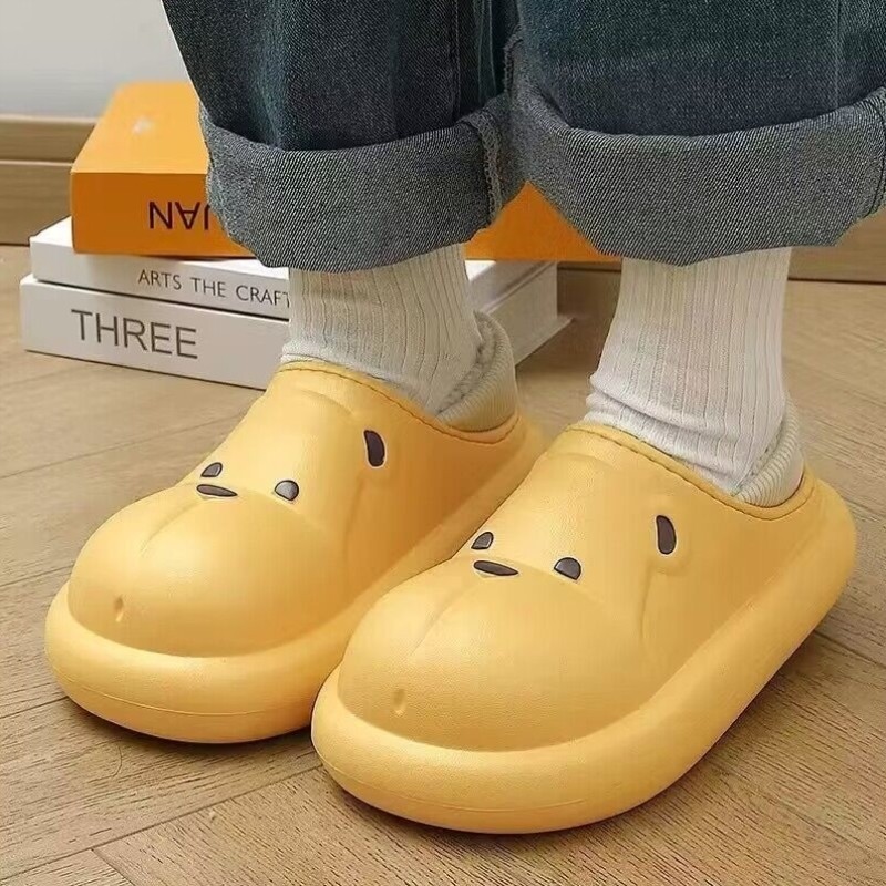 踩屎感儿童棉拖鞋秋冬季男孩宝宝防滑厚底亲子毛绒防水棉鞋女