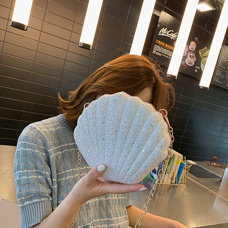 亮星贝壳包包女2019新款个性创意单肩斜挎小包百搭时尚少女宴会包