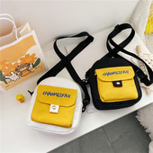 包包女2020新款 潮韩版 撞色可爱百搭单肩包小清新学生帆布斜挎包