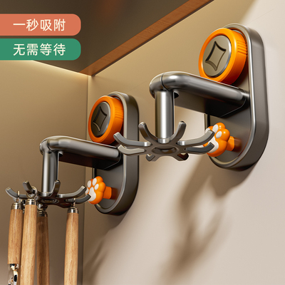 吸盘厨房旋转挂钩置物架多功能免打孔厨具收纳层架锅铲勺子铲子挂