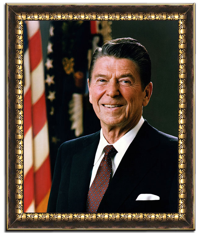 有框装饰画挂画画像广告画著名政治家美国总统里根办公室装饰画
