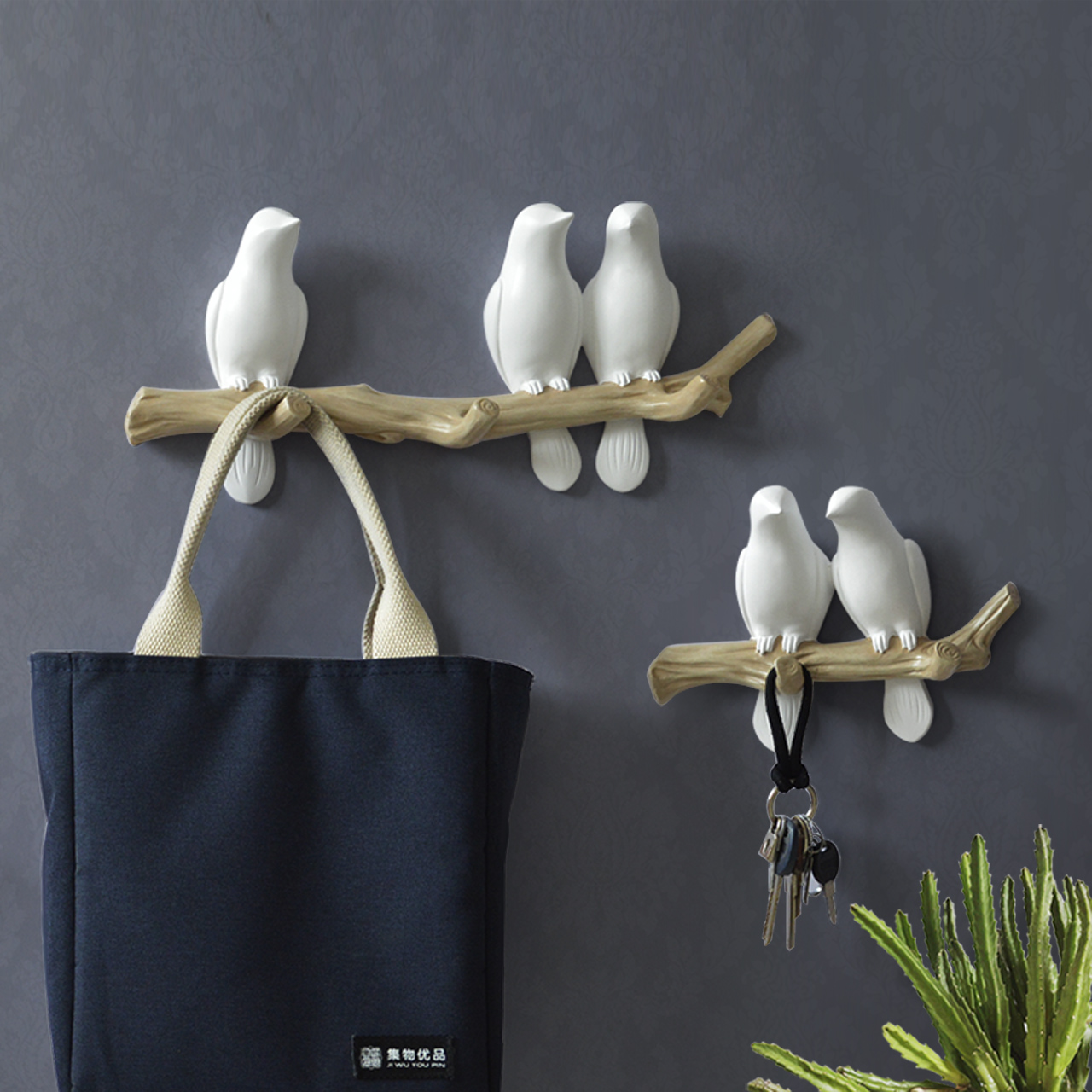 北欧小鸟入户门口钥匙装饰玄关
