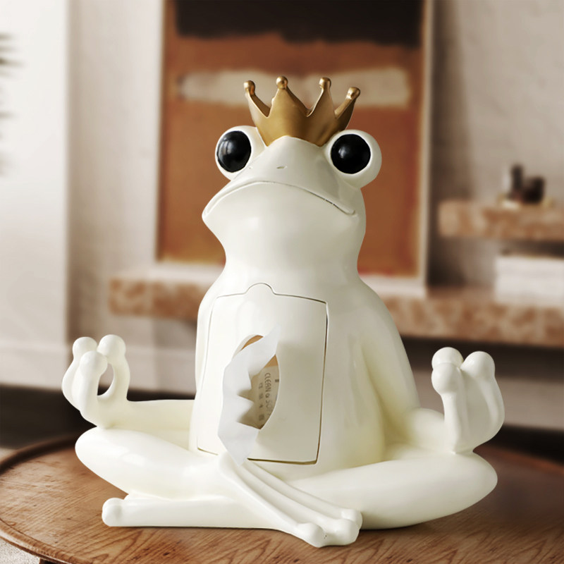 北欧创意青蛙纸巾盒家用餐巾纸抽盒客厅茶几可爱抽纸盒装饰品摆件