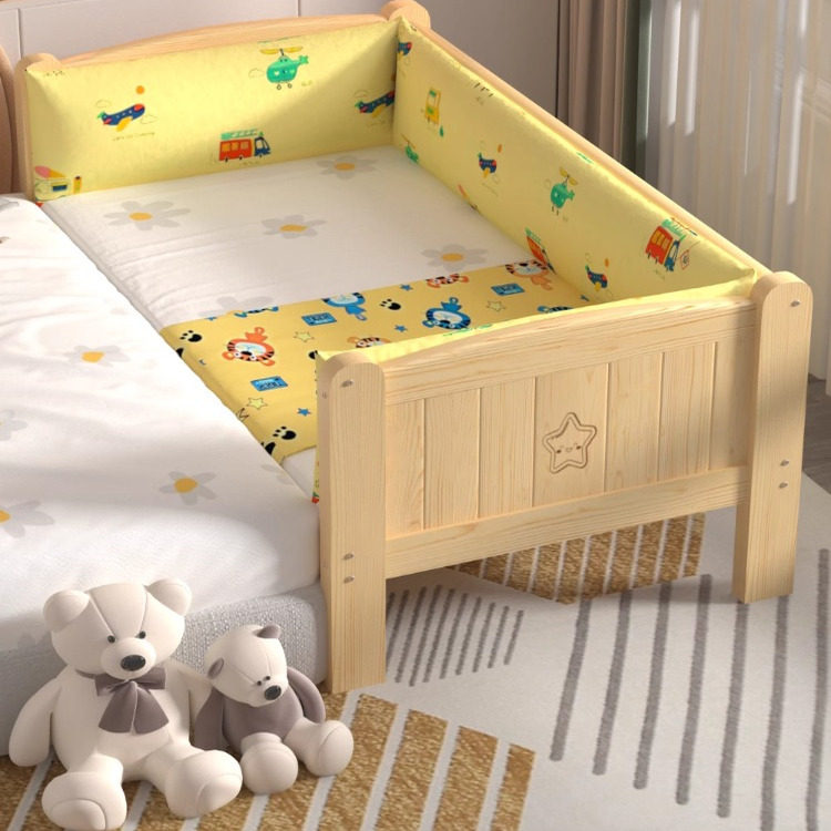 拼接床实木儿童床带护栏婴儿床加宽床边床男孩女宝宝床可定制小床