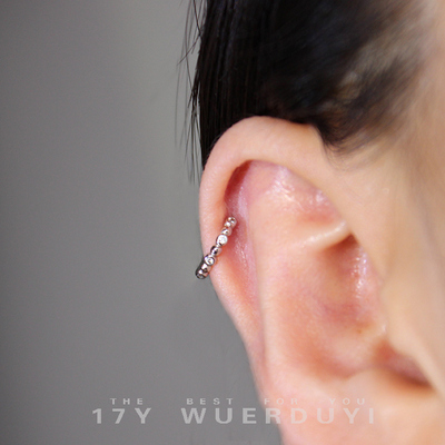 纯银睡觉免摘微镶钻锆石耳骨环