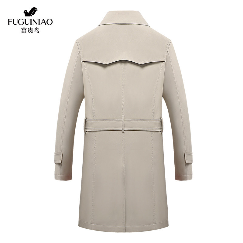 FUGUINIAO WINDBREAKER SPRING AND AUTUMN NEW MENS 2024 BRITISH STYLE MID-LENGTH DOUBLE-BREASTED TOP MENS SPRING COAT TIDE