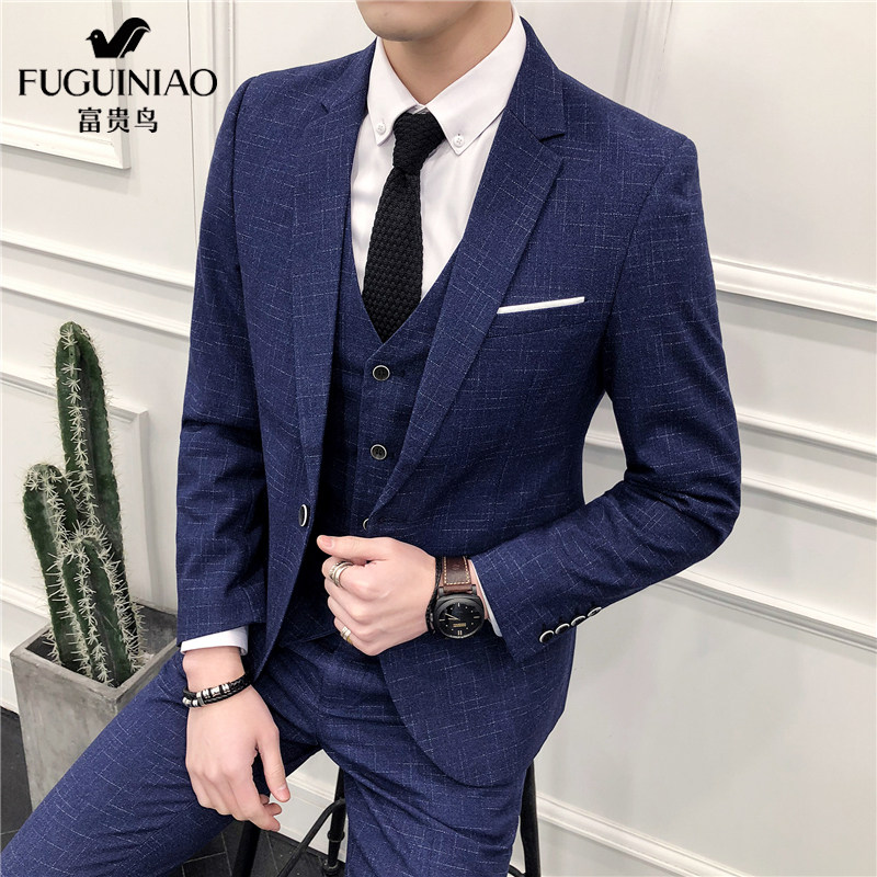 FUGUINIAO SUIT MENS SUIT PROFESSIONAL SLIM FORMAL DRESS GROOM WEDDING DRESS GROOMSMAN MENS THREE-PIECE SUIT