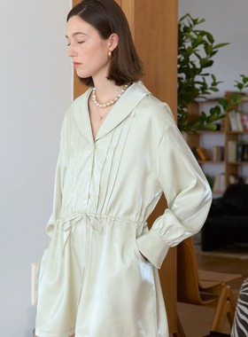 Te by frigidOrg 法式女孩 珠光苹果领抽绳连衣裙 仙气会发光