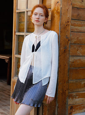 Te by frigidOrg春夏恋恋夏日串珠镂空设计植物提花针织开衫假日