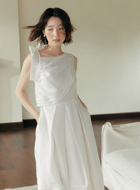 Te by frigidOrg 23夏日小森林系列 贝壳领风琴褶绑带连衣裙