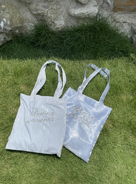 Te by frigidOrg 24春夏「愉快一天」法语银丝绣花奶油纱环保袋