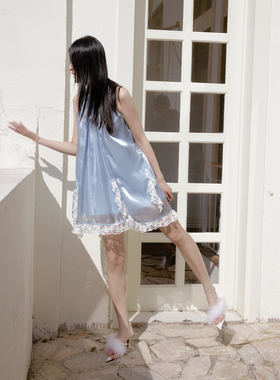 Te by frigidOrg 23春夏野蕾丝涟漪蕾丝荷叶边奶油纱A型宽摆裙夏