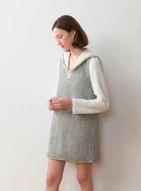 Te by frigidOrg 24秋冬新品 混色花呢V领羊毛背心裙 miu系少女感