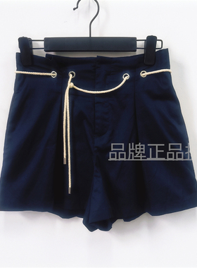 E家正品折扣 夏季腰部抽绳纯色百搭短裤EETC82507N