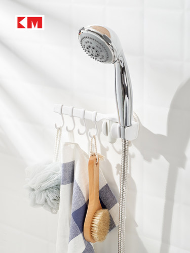 日本KM578浴室挂架带挂钩置物架花洒架毛巾挂架多功能淋浴器支架
