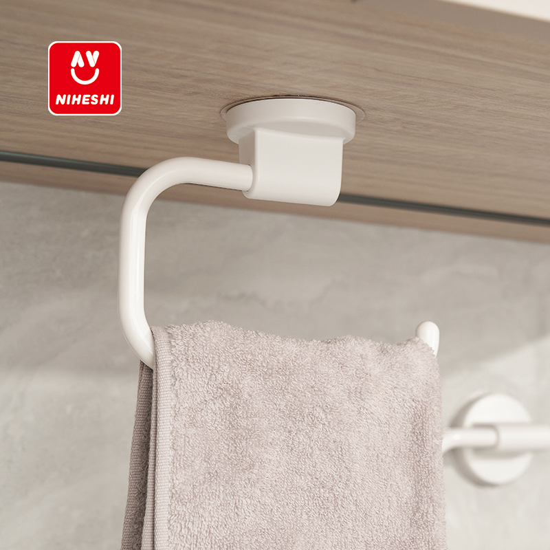 无痕粘贴毛巾挂架日式厨房抹手巾挂钩卷纸架活动吊式抹布收纳架