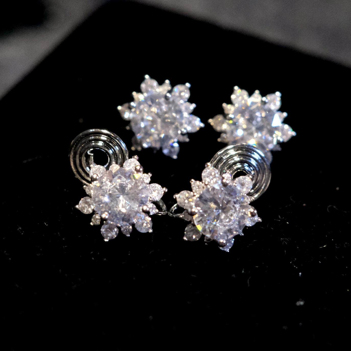 《星星之火》气质小众精致高级感爆闪雪花锆石耳钉耳环耳夹无耳洞