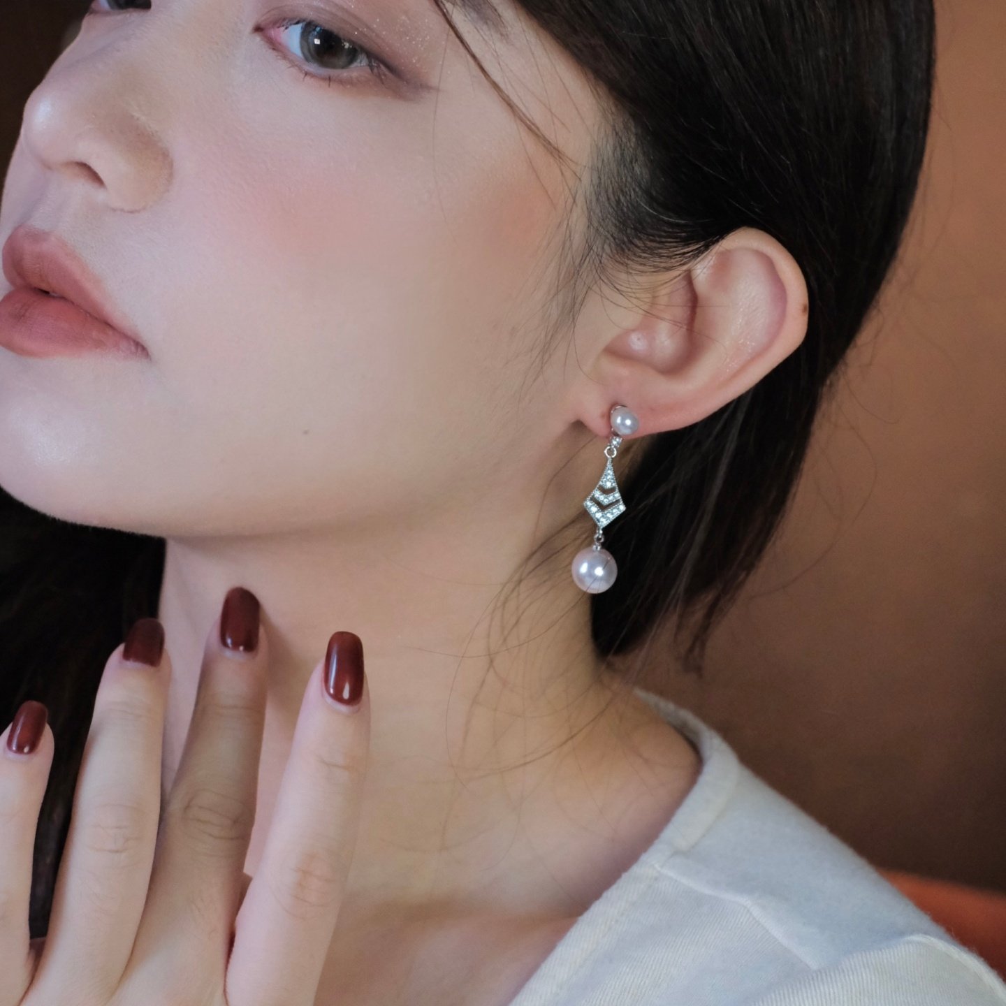 《茜茜花冠》法式优雅高级感闪钻长款水滴淡紫色珍珠耳环耳夹耳饰,饰品/流行首饰/时尚饰品新,耳钉,淘宝优惠券,粉丝福利购,淘宝优惠卷