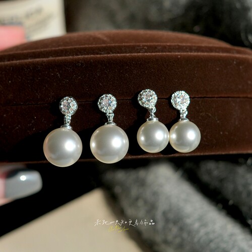 维纳斯法式施家珍珠闪钻耳钉