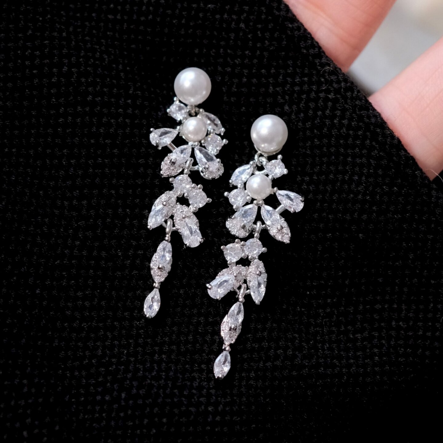 《晚宴焦点》法式优雅复古满钻流苏树叶闪钻流苏轻奢耳饰耳环耳夹