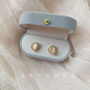 「知更鸟」一汪泉眼 复古气质猫眼石精致锆石耳钉轻奢耳夹耳饰女