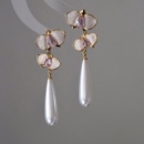 高级感独特珐琅滴釉长款 复古新中式 珍珠耳环耳夹耳坠女 蝴蝶兰
