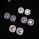 精致爆闪复古港风优雅高级感银色锆石满钻耳钉耳夹女 克拉恋人