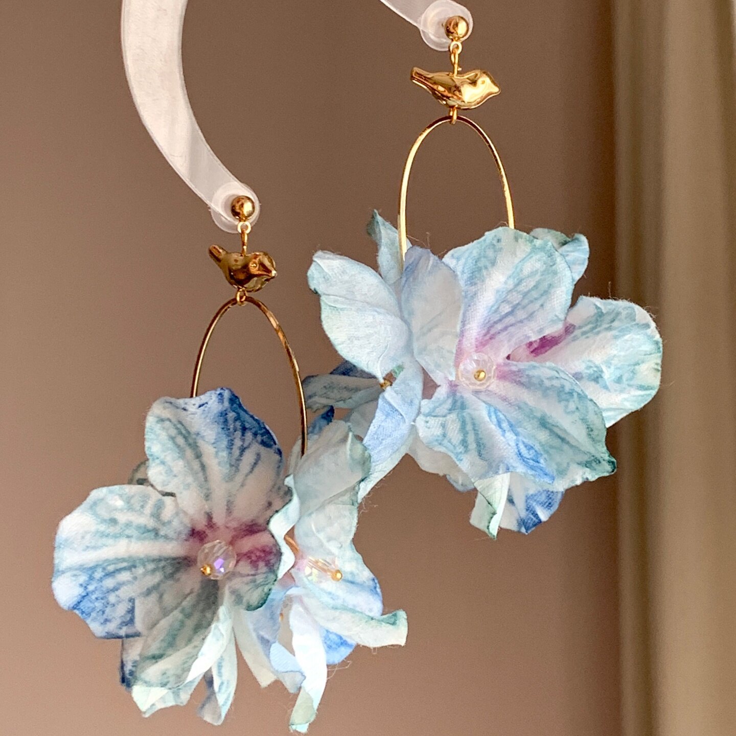 《夜莺与玫瑰》原创蓝色花朵春夏超仙夸张度假耳夹耳饰耳钉耳环女