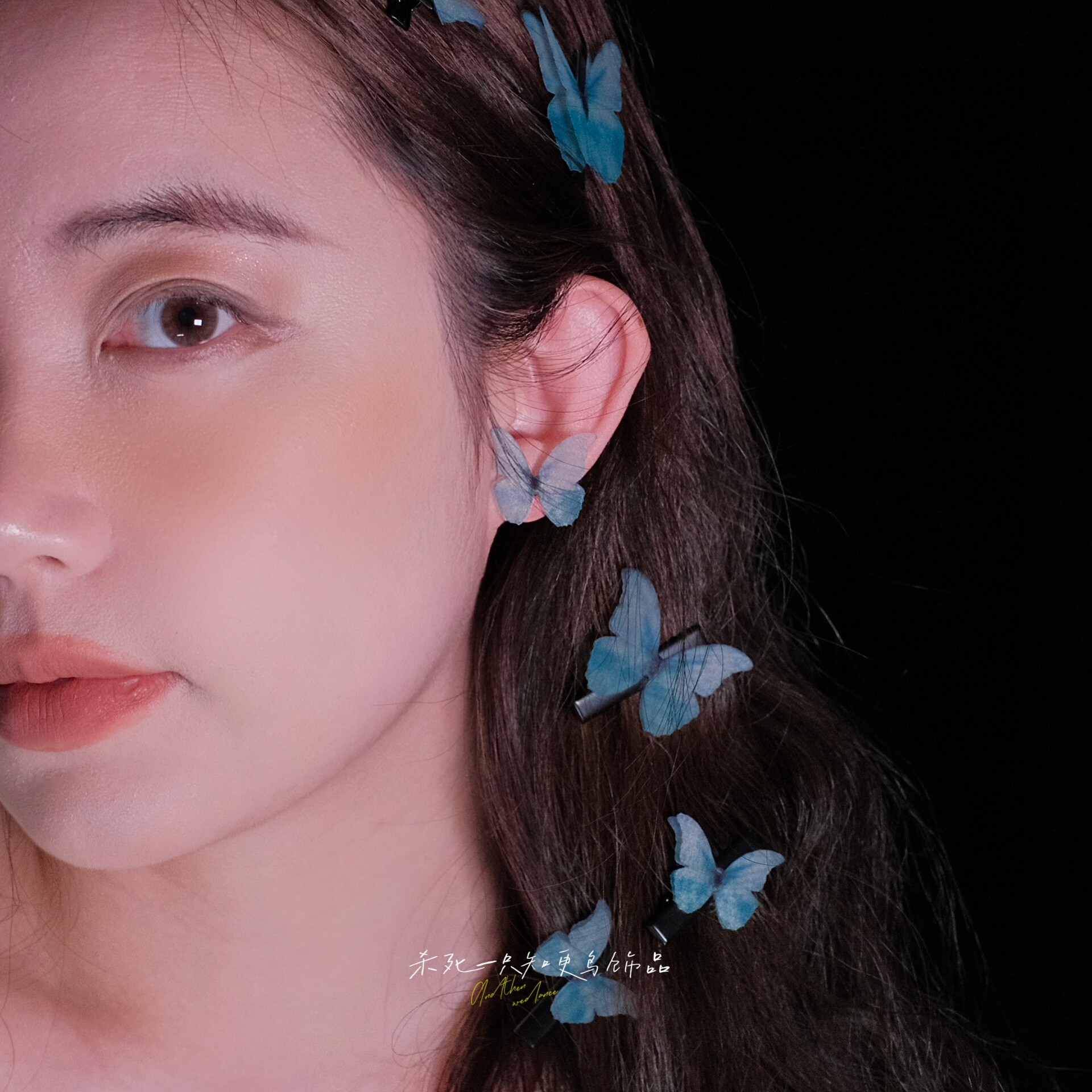 《蓝紫蝴蝶岛》原创春夏甜美仙气灵动网纱立体氛围感耳环耳夹耳钉