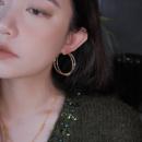 简约港风复古金属小众交叉线条双层圈圈耳环耳夹耳饰女 交响曲