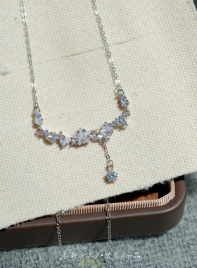 《星星的微笑》999纯银轻奢高级感精致流苏爆闪锆石项链锁骨链女