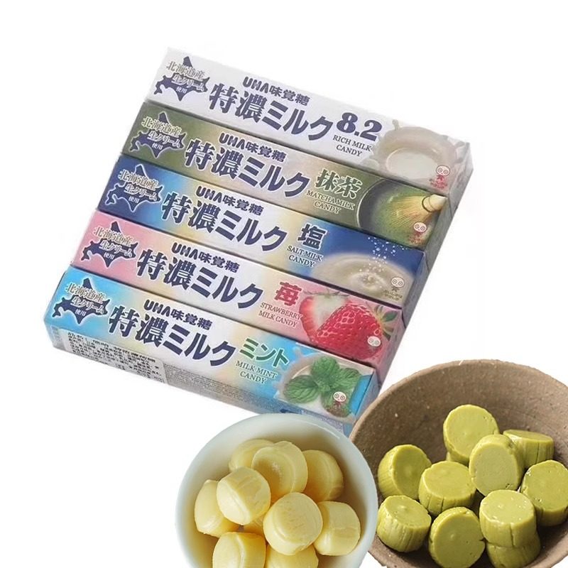 包邮日本进口悠哈8.2特浓牛奶糖UHA抹茶草莓盐咖啡味10条装整盒