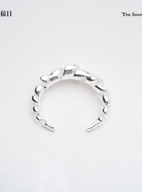 Limb掠目 乐章系列原创设计缎带舞曲镀银手饰高级感开口手镯子女