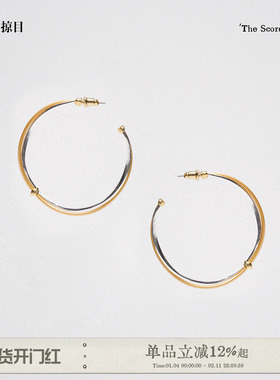 Limb掠目 乐章系列原创设计弦乐金银拼接撞色耳圈耳饰耳环圈圈女