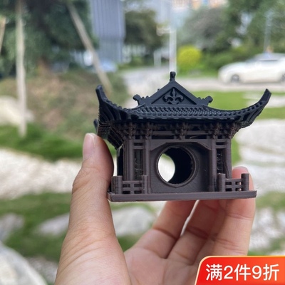 苏式水榭仿古建筑模型小房子摆件假山水陆缸鱼缸盆景造景四角凉亭