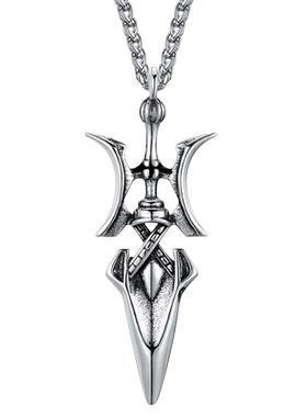 钛钢潮男方天画戟项链不掉色