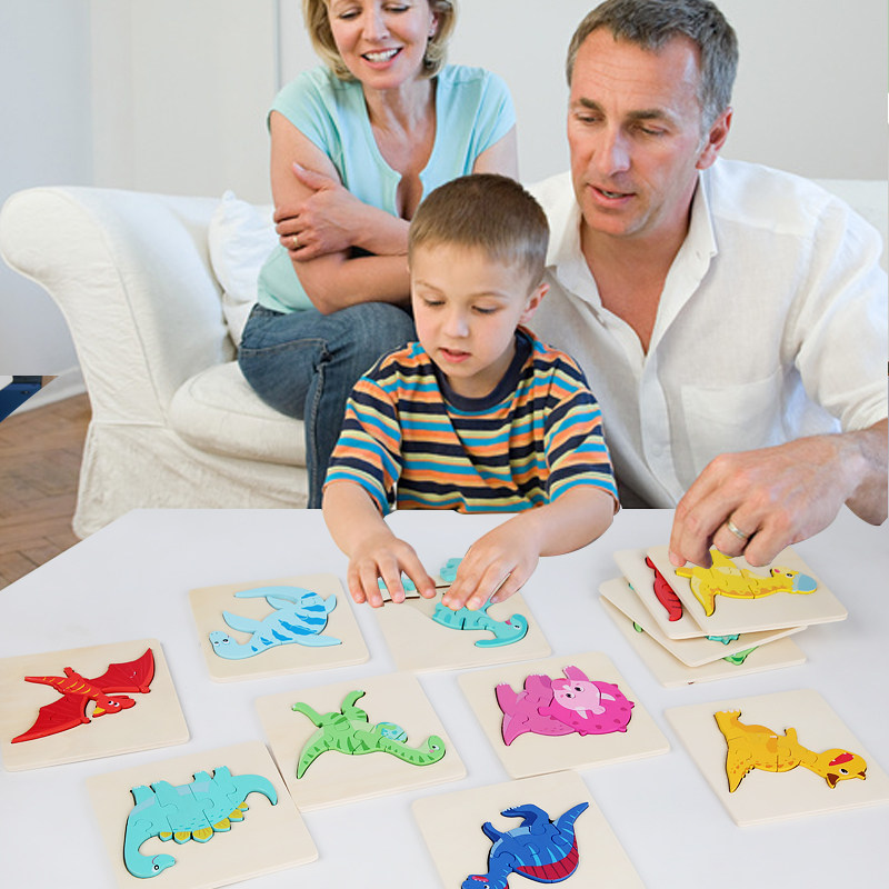 어린 아이들의 3D 입체 공룡 퍼즐 소년 장난감 3-4-5-6 세  조기 교육 퍼즐 개발 퍼즐 보드