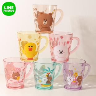 LINE FRIENDS布朗熊水晶杯儿童漱口杯耐摔刷牙杯夏凉水杯男女孩杯
