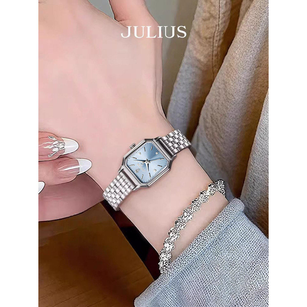 聚利时julius女士手表轻奢风高档时尚潮流方形钢带款防水时装女表