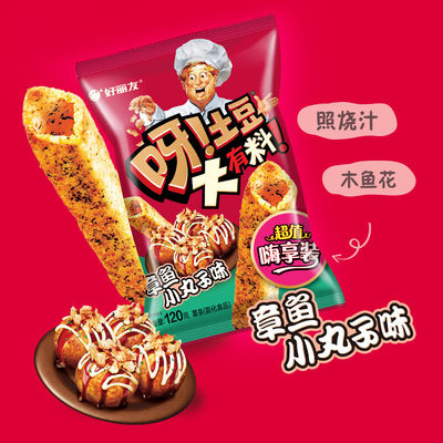 好丽友（orion）零食休闲零食薯条膨化食品呀土豆章鱼小丸子味120